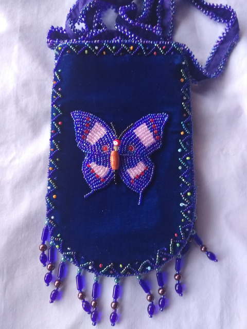 Xtra lge Royal Blue smart phone bag w/ Butterfly